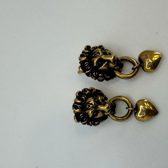 Gucci lion head heart earrings gold plated - Picture 7 of 9